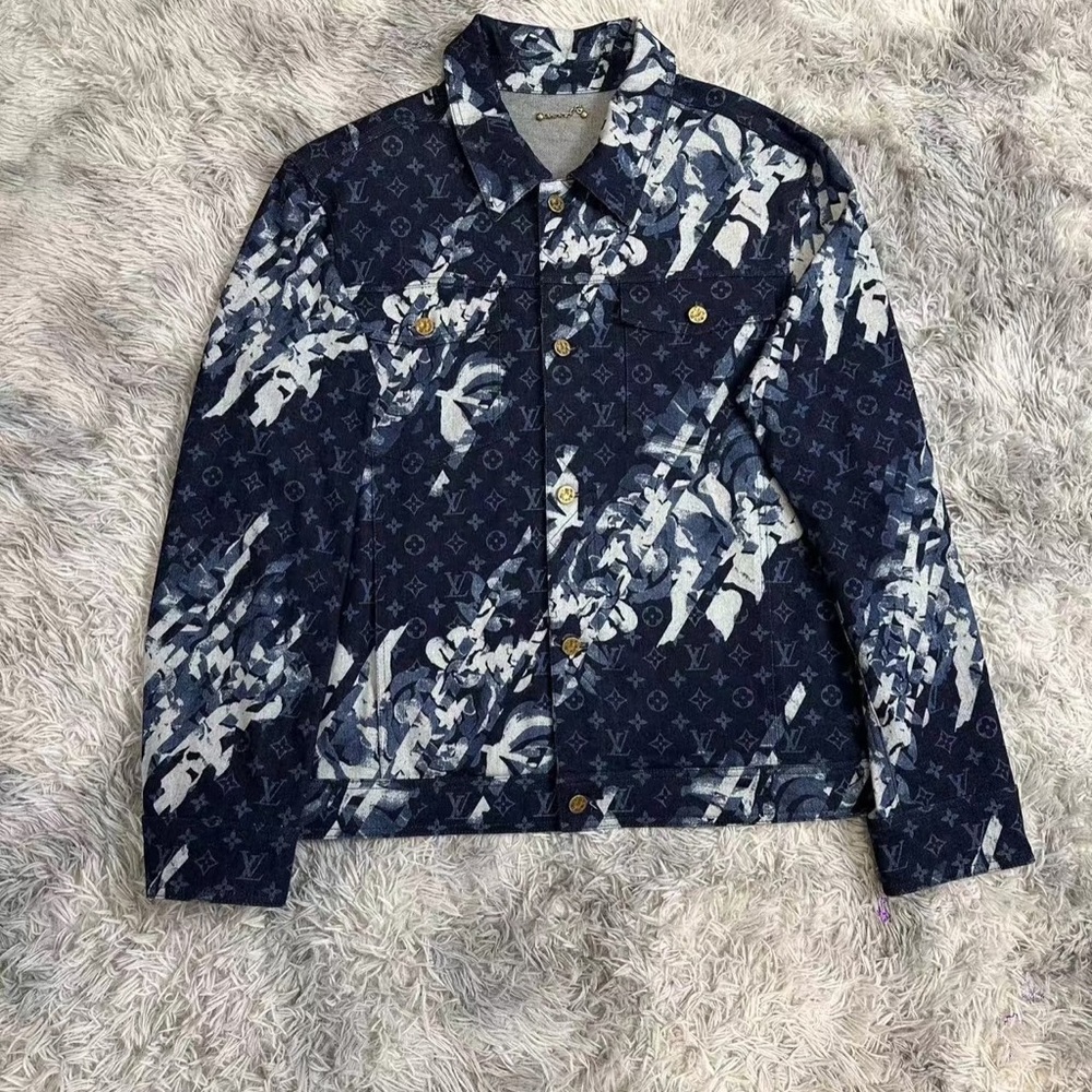 Louis Vuitton Blue Patterned Denim Jacket